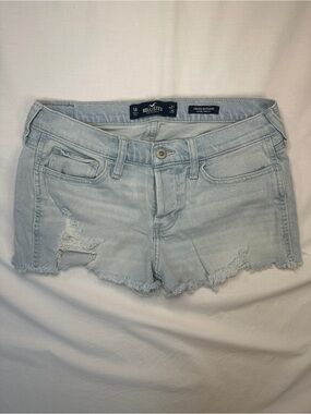 Hollister Light Wash Distressed Denim Cutoff Shorts - Light Blue